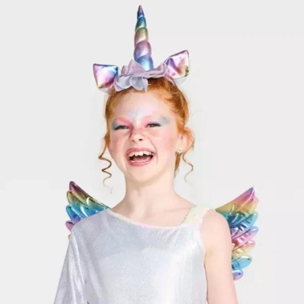 Mystical Unicorn Halloween Costume 10/12 Pastel Maxi Dress & Headpiece Kids Girl